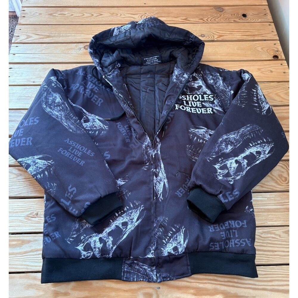 Assholes Live Forever Men’s Full zip Hooded Coat size M Black H2